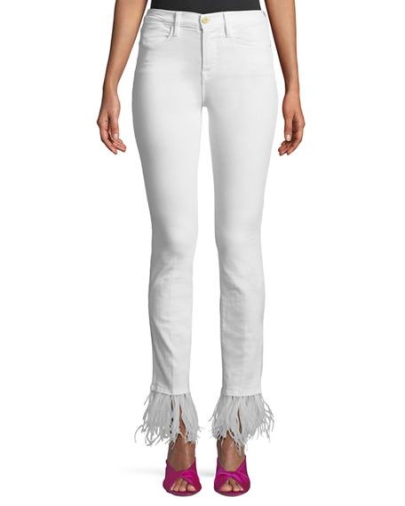 Le High-Rise Straight-Leg Jeans with Feather Hem