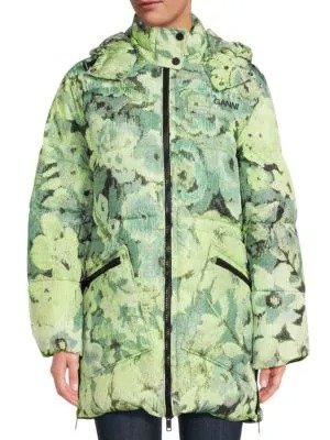 Oversized Floral Puffer Coat