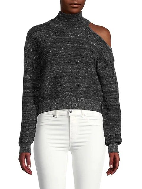 Open-Shoulder Turtleneck Sweater