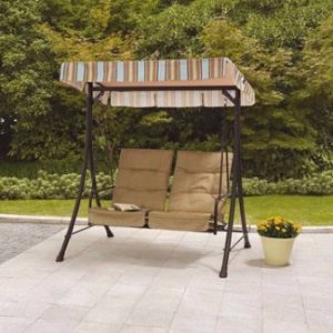 Mainstays Richland Landing 2-Seat Swing with Pullout Ottomans