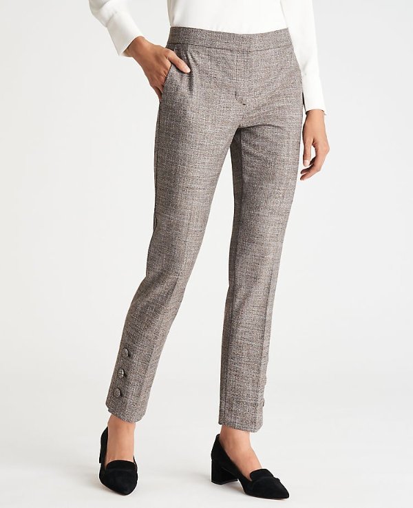 The Mid Rise Ankle Pant with Button Detail | Ann Taylor