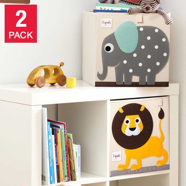 Sprouts Storage Boxes, Lion & Elephant, 2-pack
