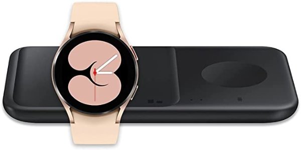 Galaxy Watch 4 40mm Smart Watch LTE - Pink Gold (US Version) withWireless Charger Fast Charge Pad Duo (2021),Black