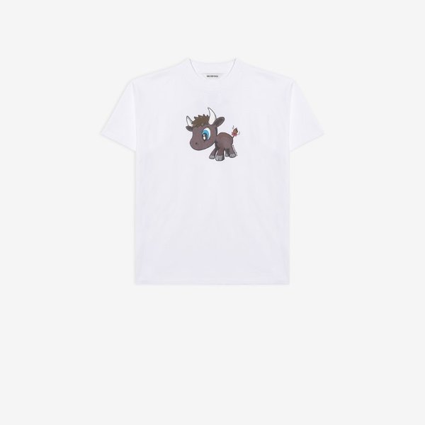Balenciaga | Women Medium Fit Cotton T-Shirt White/Black Xs