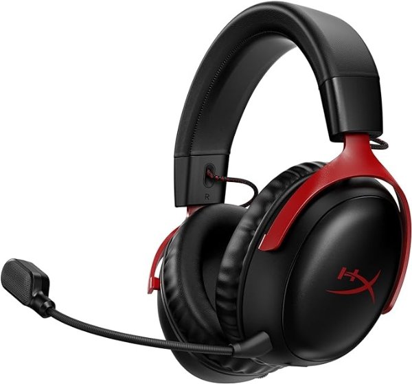 Cloud III Wireless – Gaming Headset for PC, PS5, PS4, up to 120-hour Battery, 2.4GHz Wireless, 53mm Angled Drivers, Memory Foam, Durable Frame, 10mm Microphone, Black/Red
