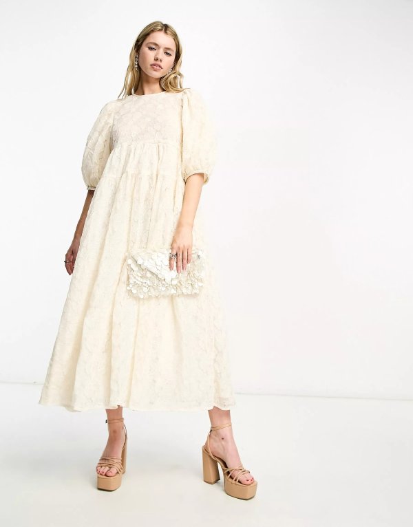 Dream Sister Jane floral lace midaxi dress in ivory