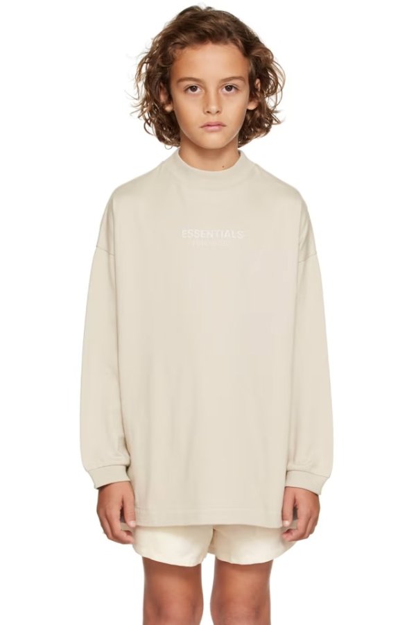 Kids Taupe Bonded Long Sleeve T-Shirt