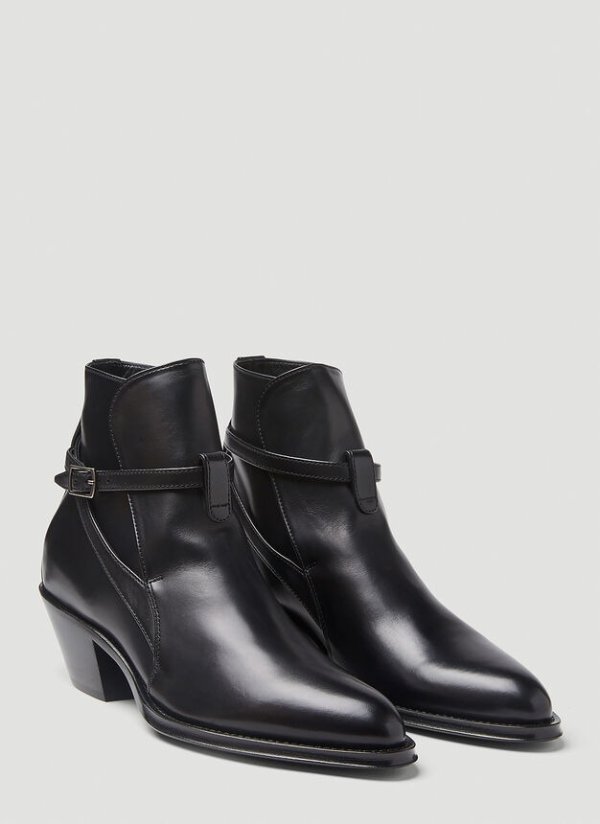 Ratched 45 Leather Ankle Boots in Black