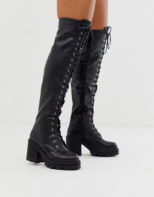over the knee chunky lace up boot | ASOS