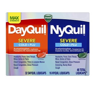 Vicks DayQuil and NyQuil SEVERE Cough, Cold and Flu Relief, 48 LiquiCaps (32 DayQuil and 16 NyQuil)