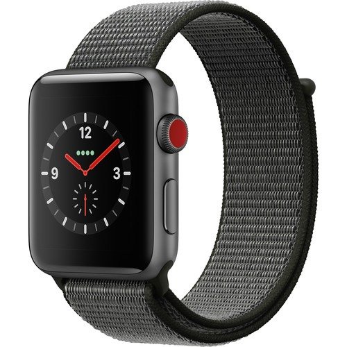 Watch Series 3 42mm Smartwatch (GPS + Cellular, Space Gray Aluminum Case, Dark Olive Sport Loop)