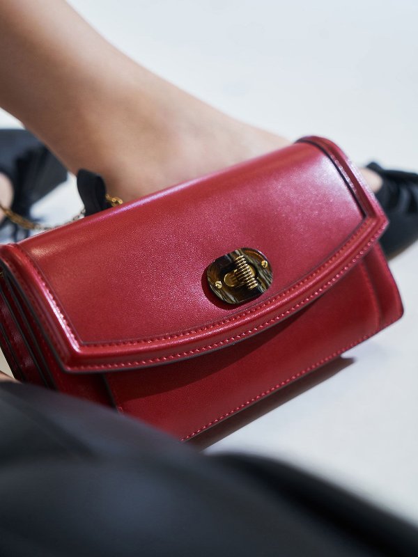 Red Stone-Embellished Curved Long Wallet | CHARLES &amp; KEITH