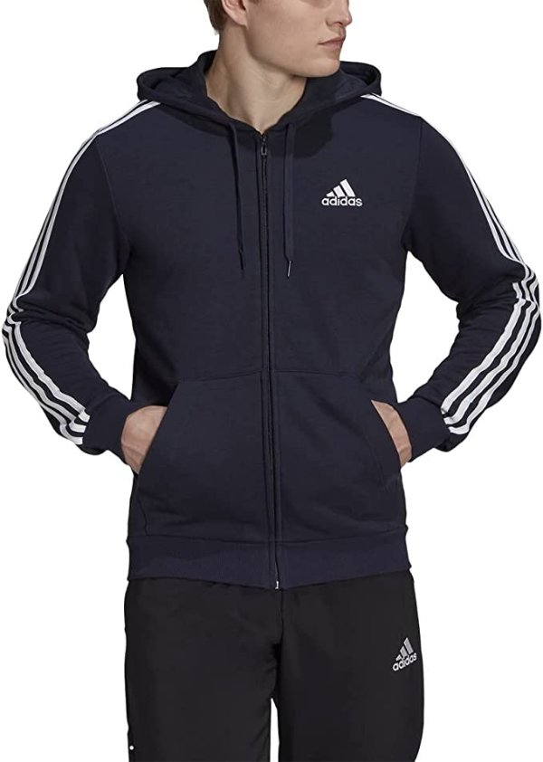 Men's Essentials French Terry 3-Stripes Full-Zip Hoodie