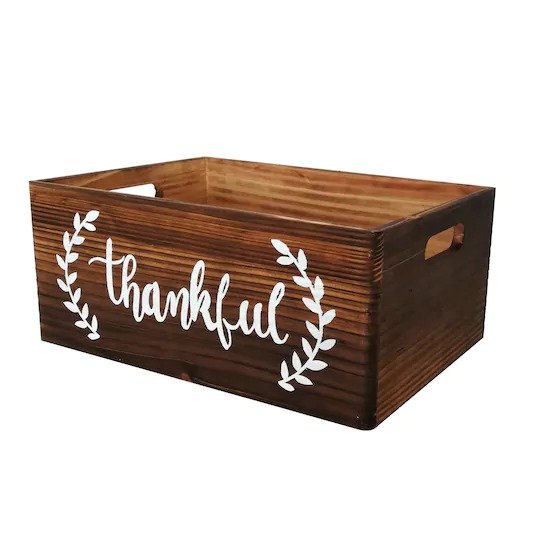 Medium Thankful Light Brown Wood Crate by Ashland®