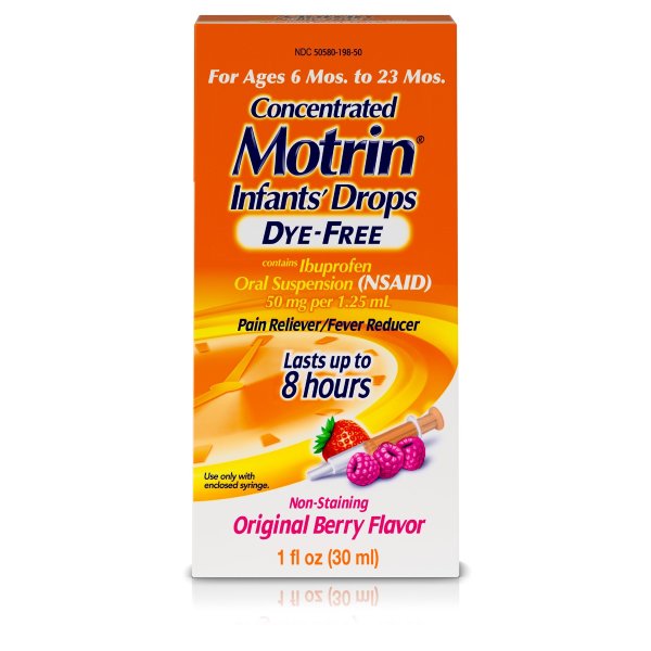 Infants' Motrin Concentrated Drops, Fever Reducer, Ibuprofen, Dye Free, Berry Flavored, 1 Oz