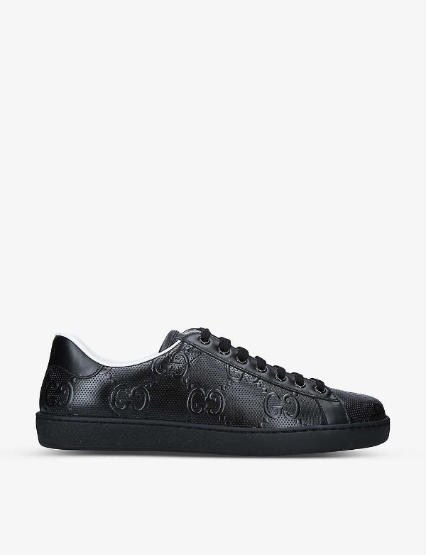 Men's New Ace monogram-embossed leather low-top trainers
