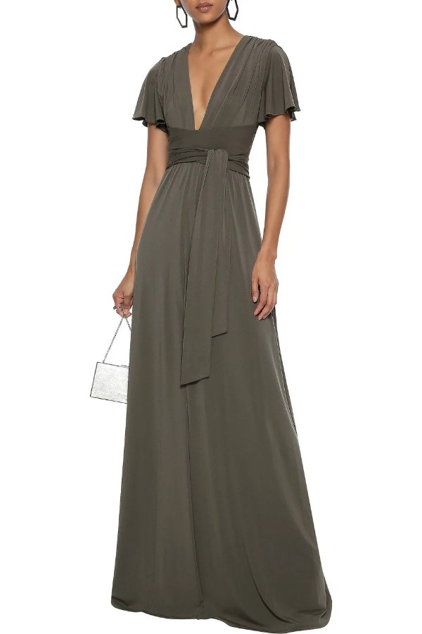 Split-front stretch-jersey gown