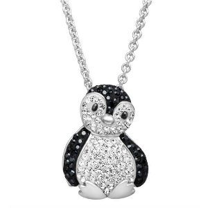 Penguin Pendant with Swarovski Crystals