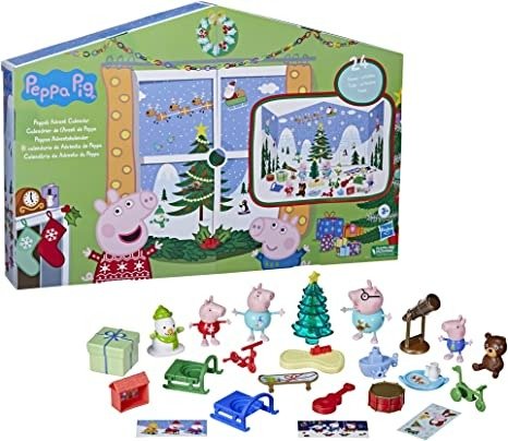 Peppa’s Kids Advent Calendar, Contains 24 Surprise Toys, 4 HolidayFamily Figures; Ages 3 and Up