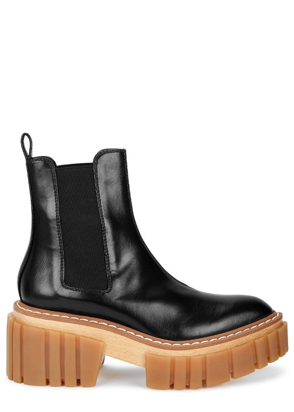 Emilie 75 black faux leather ankle boots