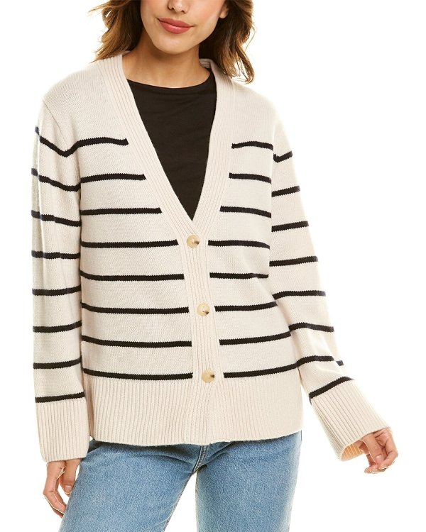 Breton Stripe Wool & Cashmere-Blend Cardigan