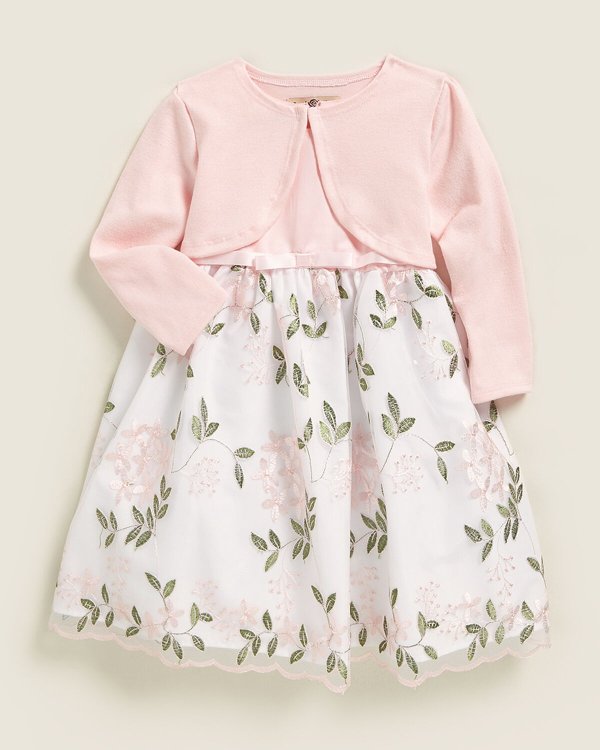 (Toddler Girls) Two-Piece Cardigan & Floral Dress Set