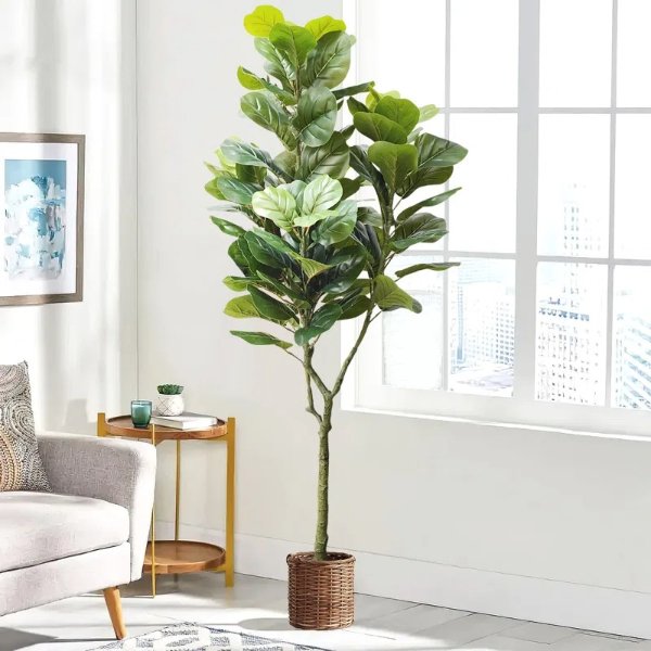 74.8'' Faux Fiddle Leaf Fig Tree in Plastic Pot