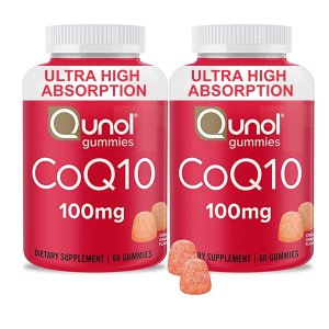 CoQ10 Gummies, Qunol CoQ10 100mg,  60 Count Pack of 2