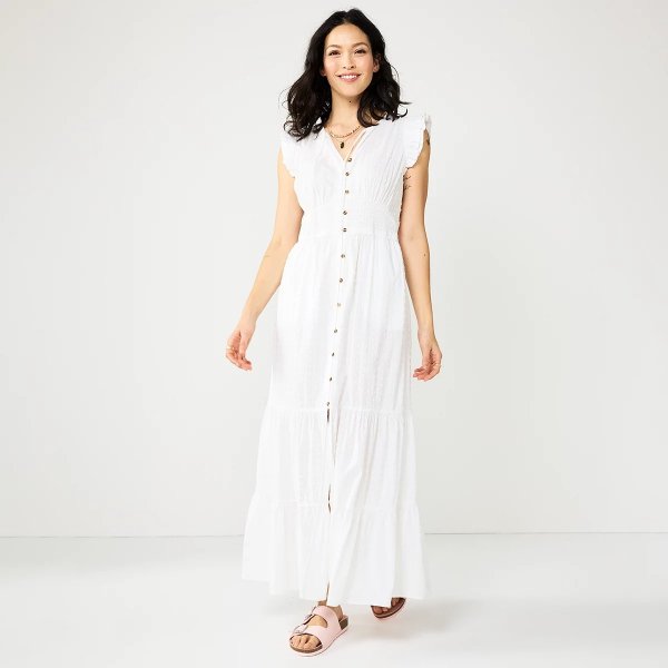Women's Sonoma Goods For Life® Ruffle Sleeve Smocked Maxi Dress
