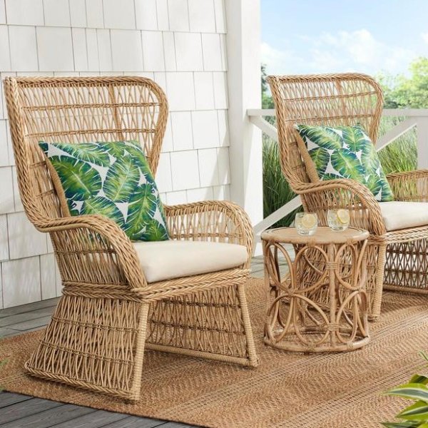 Coco Breeze 3-Piece Brown Wicker Outdoor Seating Set with Beige Cushions