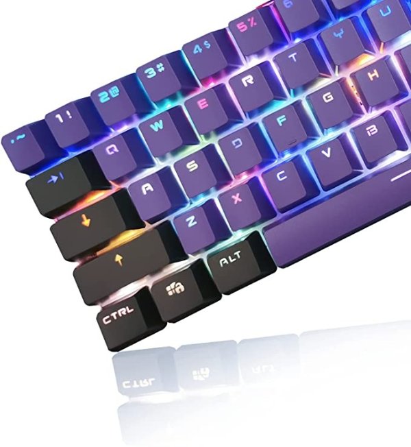 Keycaps 60 Percent,Purple Key caps 61/87/104 Double Shot Backlit OEM high-end Printing PBT Color Keycap,Suitable for Cherry MX Switch/RK 61 / Anne pro 2 Mechanical Keyboard (Purple Grey Keycaps)