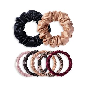 SlipPlum Rose Mega 7-Piece Silk Scrunchie & Hair Tie Set
