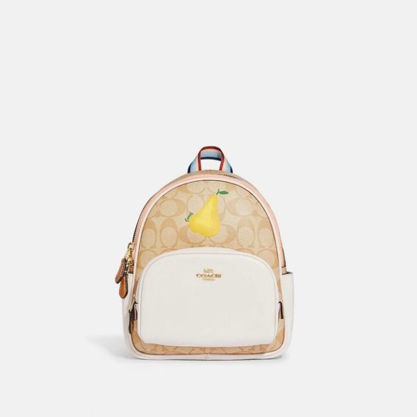 Mini Court Backpack In Signature Canvas With Pear