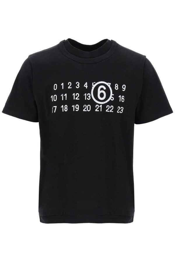 Layered T-shirt with numeric signature print effect Mm6 Maison Margiela