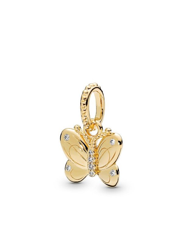 Gold Tone-Plated Sterling Silver & Cublc Zirconia Shine Butterfly Pendant