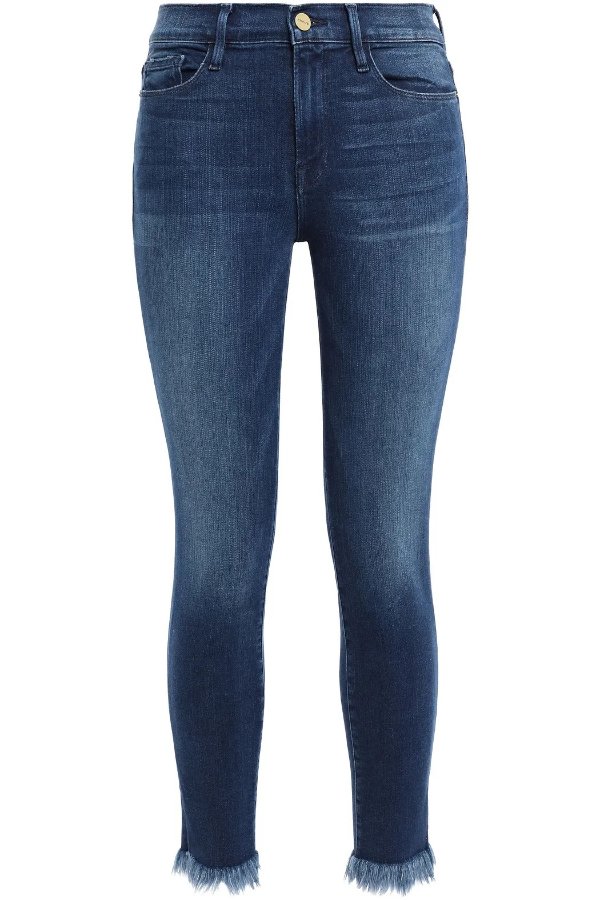 Le Skinny De Jeanne cropped frayed mid-rise skinny jeans