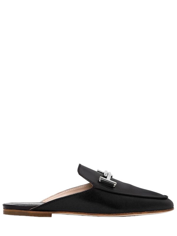 Double T Mule Shoes In White Patent Leather, Black