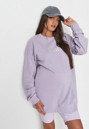 Missguided - Lilac Mama Outline Maternity Sweatshirt