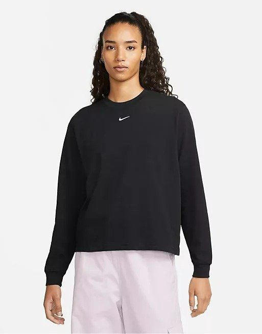 Essentials boxy long sleeve t-shirt in black