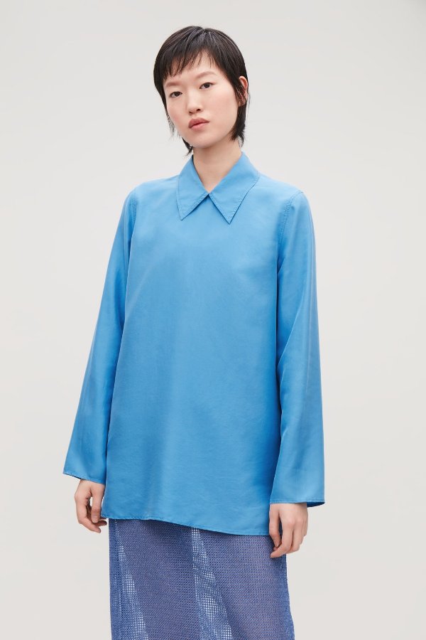 SILK SHIRT WITH POINTED COLLAR