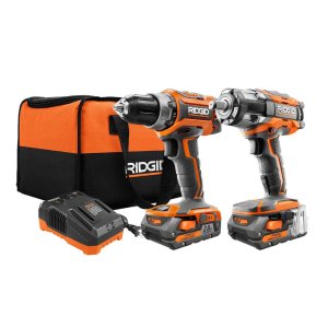 RIDGID 18-Volt Lithium-Ion Cordless Brushless Drill/Driver and Impact Wrench Combo Kit with (2) 2.0 Ah Batteries, Charger, Bag