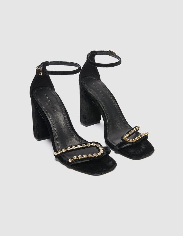 Velvet heeled sandals