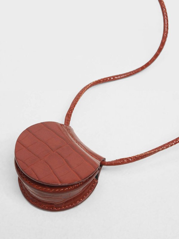 Burgun Croc-Effect Necklace Bag | CHARLES &amp; KEITH UK