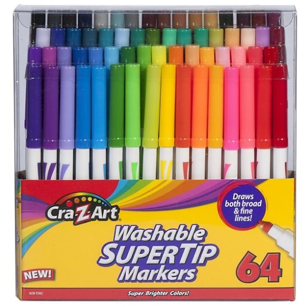 Washable Super Tip Markers, 64 Count