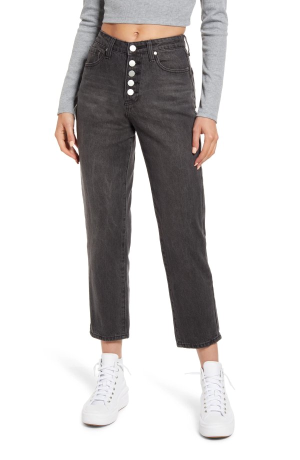 Button Fly Mom Jeans