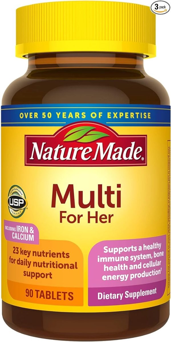 Multivitamin For Her, Womens Multivitamin for Daily Nutritional Support, Multivitamin for Women, 90 Tablets, 90 Day Supply (Pack of 3)