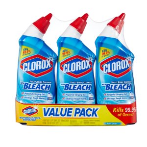 Clorox Toilet Bowl Cleaner with Bleach Value Pack, Rain Clean - 24 Ounces, 3 Pack