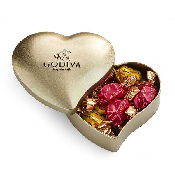 Heart Tin with Assorted Individual Wrapped Chocolates, 12pc.