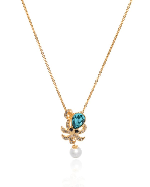 Ocean Gold Tone Light Multi Colored Crystal Necklace 5465939