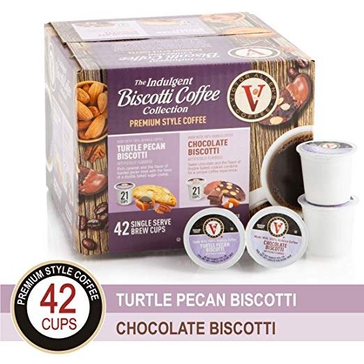Victor Allens The Indulgent Biscotti Premium Style Coffee, Turtle Pecan & Chocolate, 42 Count (Pack of 1)
